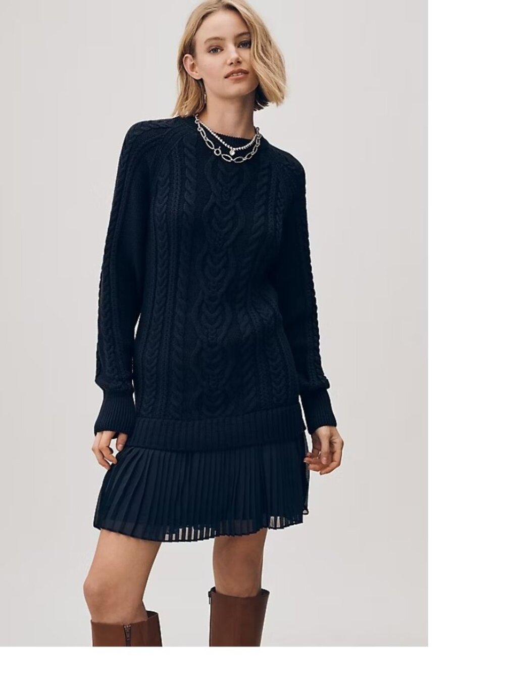 Anthropologie Delphine Sweater Twofer Mini Dress size M black color